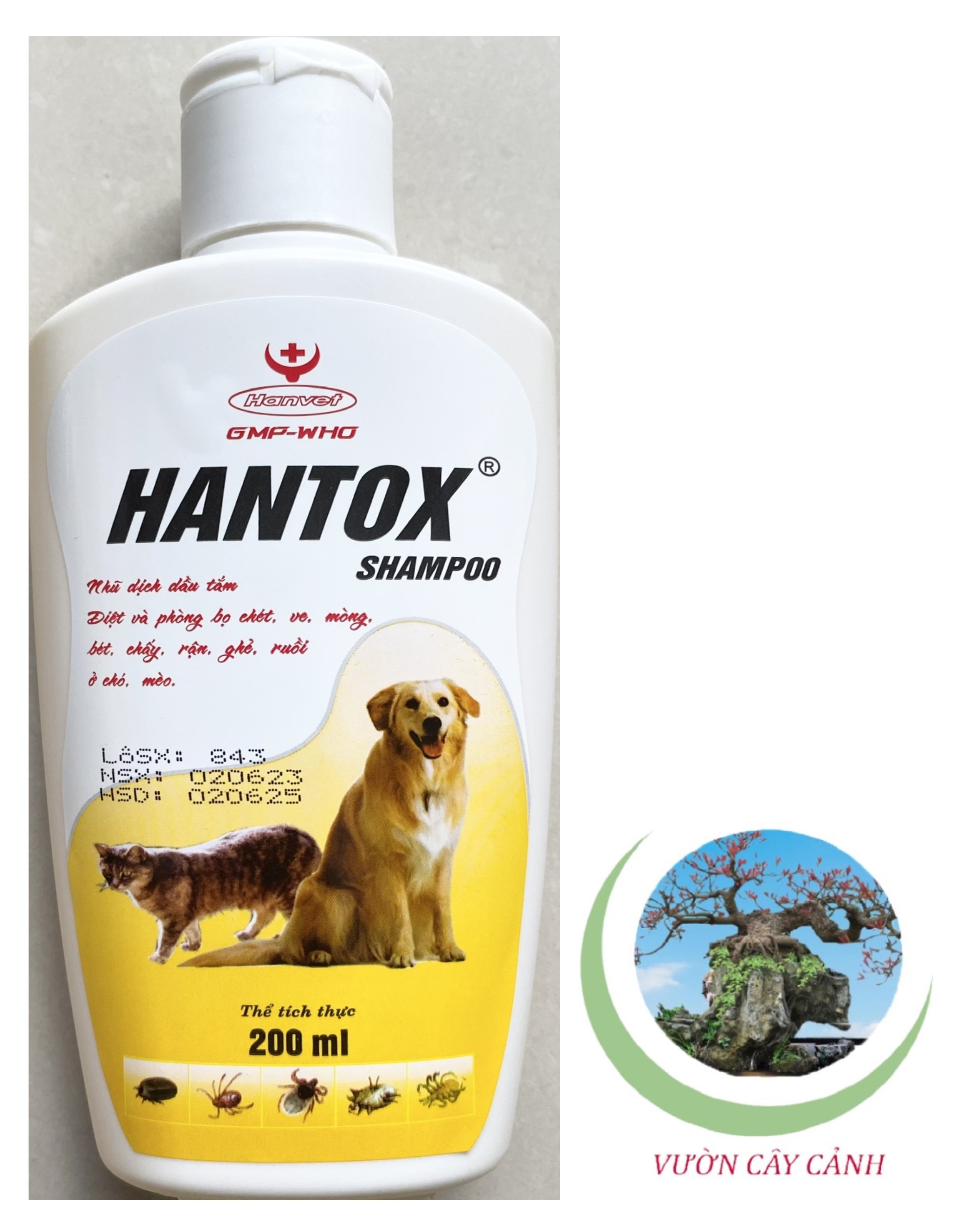 Hantox Shampoo - Dầu tắm Chó, Mèo (Màu Vàng) - 059B# 200ml