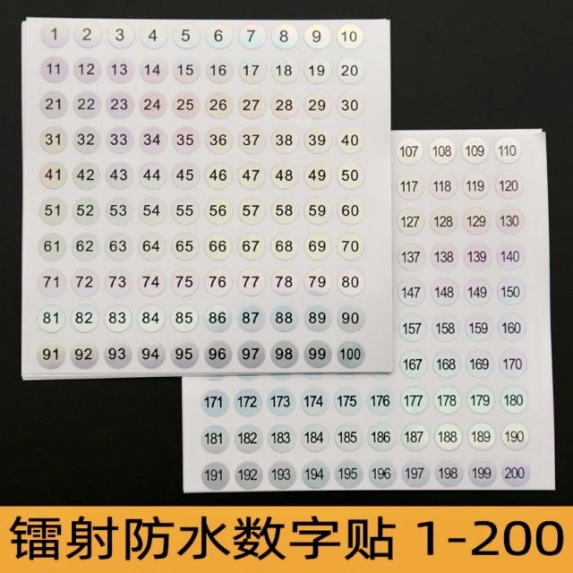 Tem dán số chai sơn móng từ số 1-100 (Miếng)