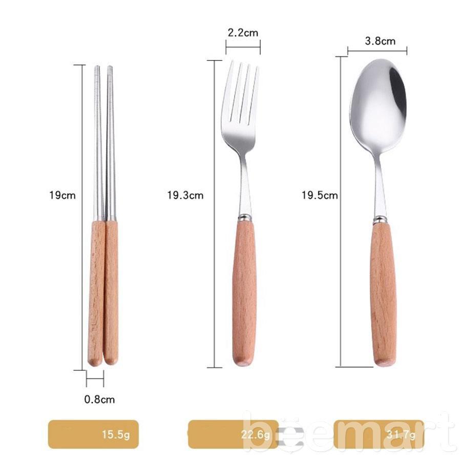 Bộ đũa thìa dĩa kèm hộp lúa mạch cao cấp