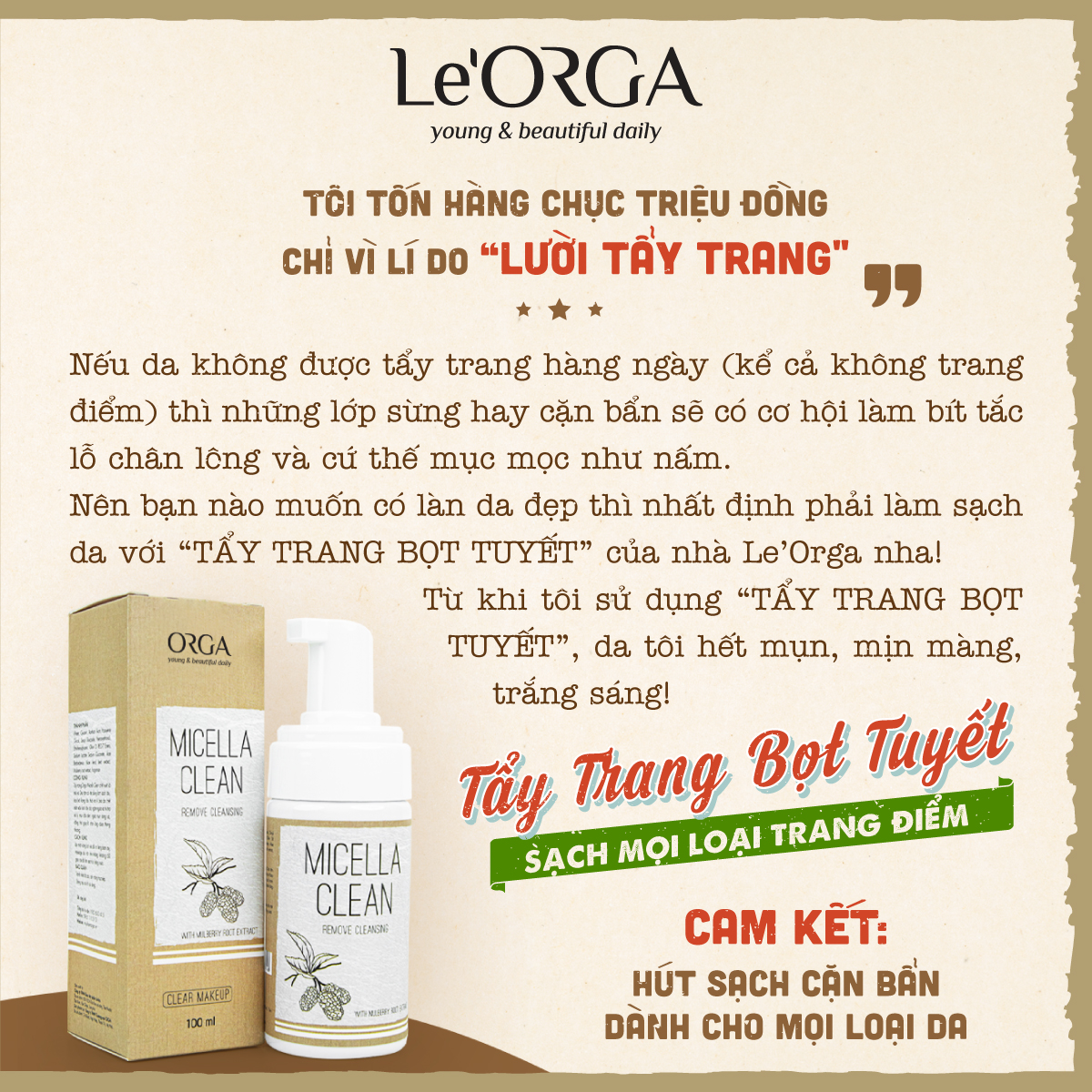 Sữa Rửa Mặt Tẩy Trang ORGA - MICELLA CLEAN ( 100ml )