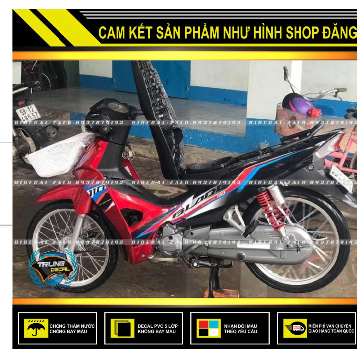 Tem rời wave blade 110 mẫu chế phối đỏ đen