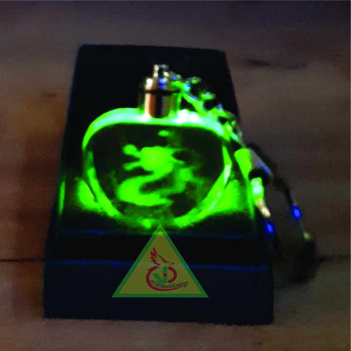 Móc khóa pha lê phát sáng khắc Hình Con Rồng 3D_Quà tặng_Trái tim