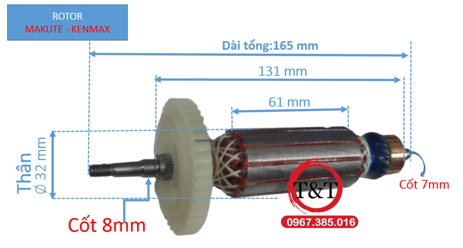 ROTOR MAKUTE - KENMAX, RÔ MÀI MAKUTE DÀI 165 THÂN 32,
