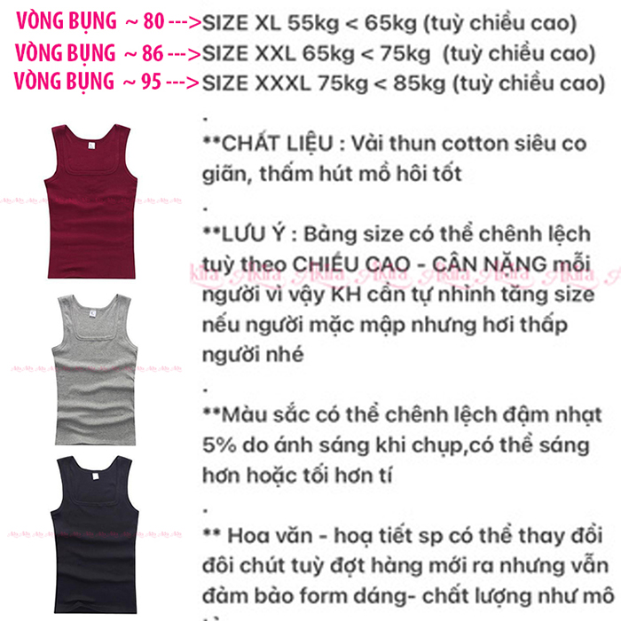 COMBO 3 ÁO BA LỖ NAM VẢI THUN CO GIÃN THOÁNG MÁT