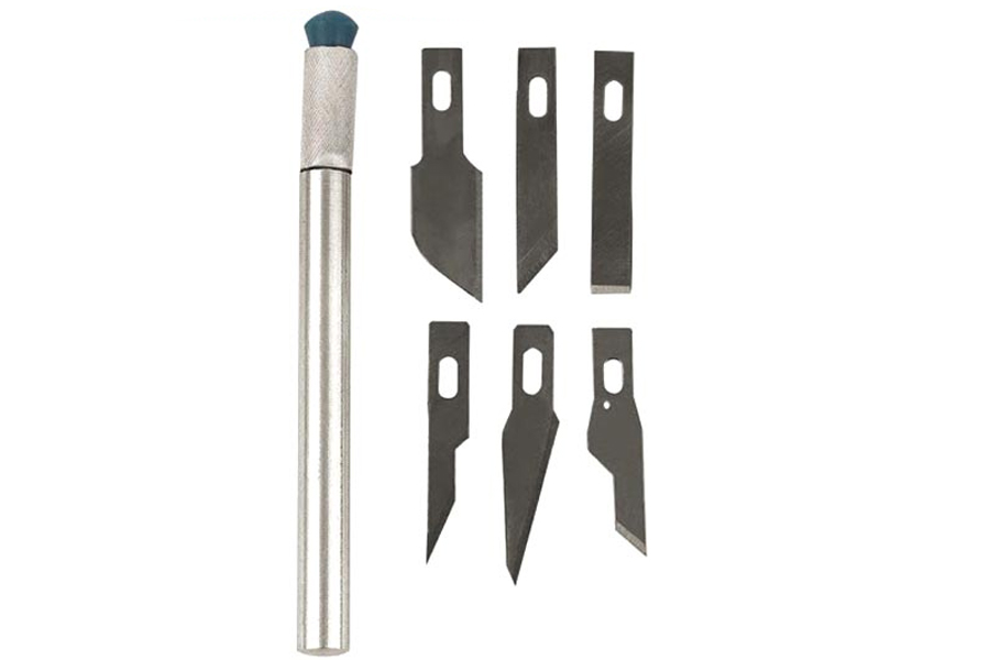 Dao Khắc Trổ Cán Bạc Kèm 6 Lưỡi Khắc Trổ Đa Năng