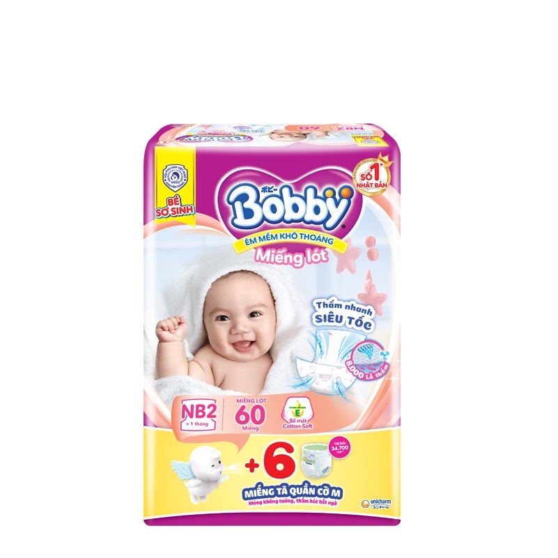 Miếng lót sơ sinh Bobby Newborn 1-108M / NB2-60M miếng KM