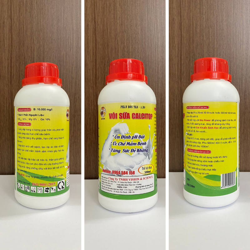 Nâng pH Đất, Hạ  Phèn Nhanh -  Phân Bón Cao Cấp - TKS VÔI SỮA (Chai 500ml)
