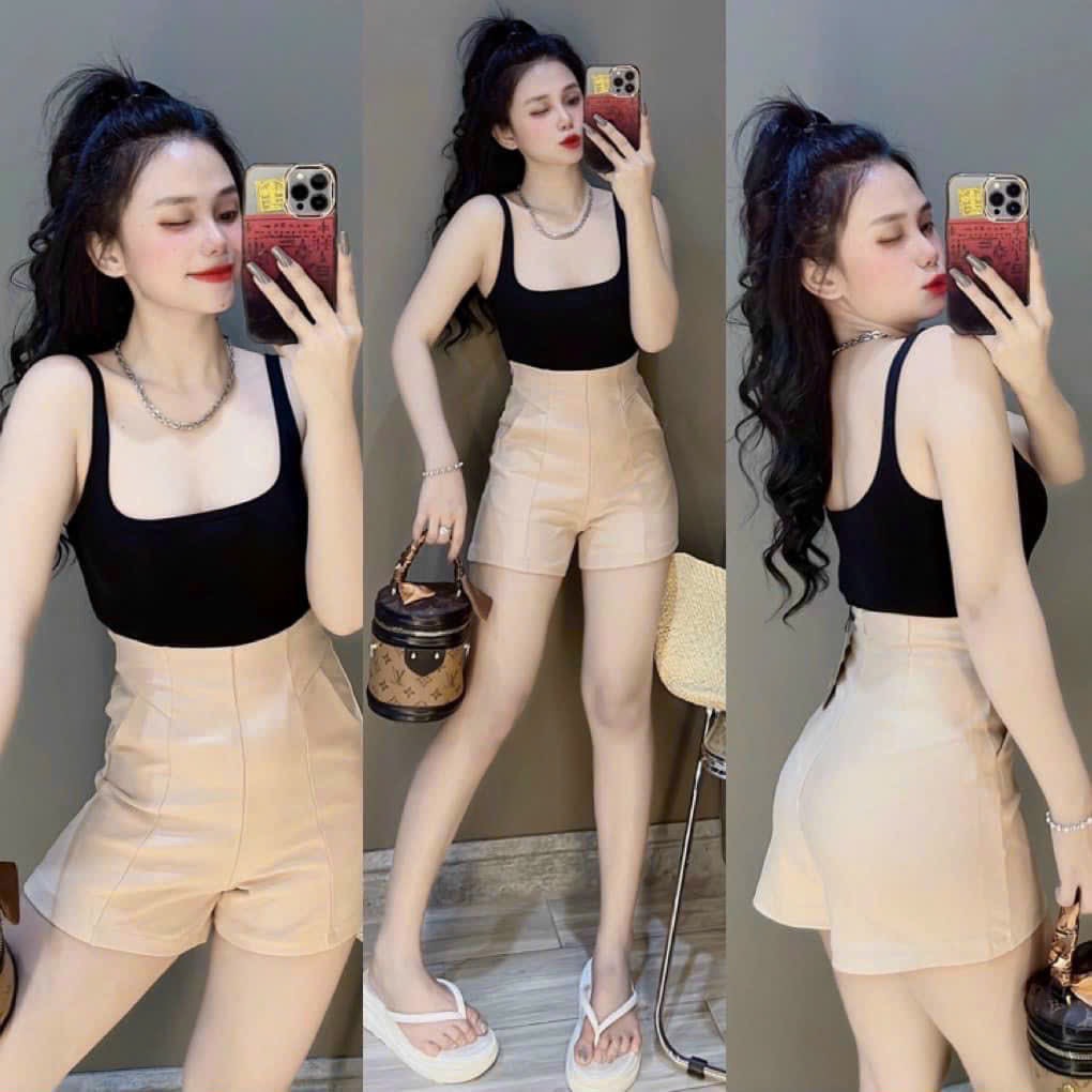 Quần Short nữ UMI lưng cao co giãn ( mẫu khoá kéo sau )