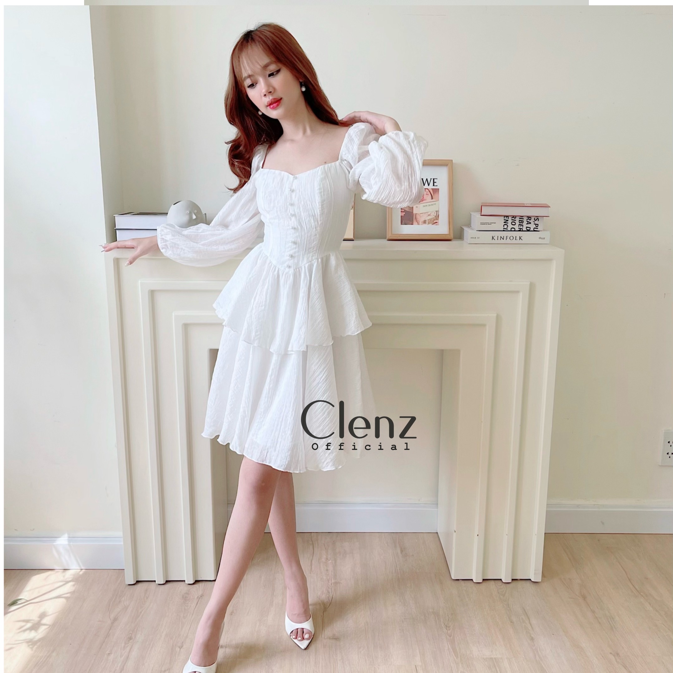 [ Clenz - Váy thiết kế cao cấp ] Đầm tiểu thư tay dài cổ điển D11