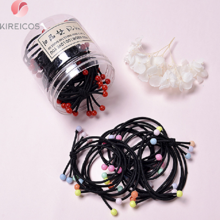 Set 20 Dây Cột Tóc Hàn Quốc Nơ Có Hạt - Màu Ngẫu Nhiên - kireicos