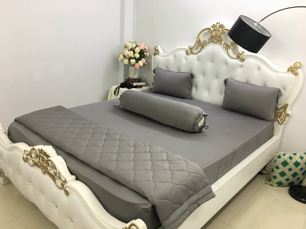 Bộ Chăn Ga Gối 5 Món Thun Lạnh Hàn Quốc (Kèm mền)