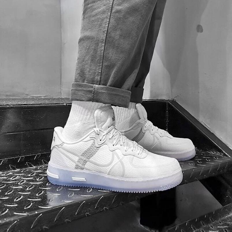 air force 1 react white ice on feet