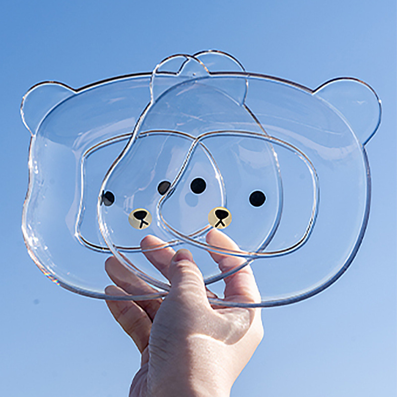 Practical bear shape plastic dish for snack food, decorative plastic dish table with tray-Hause