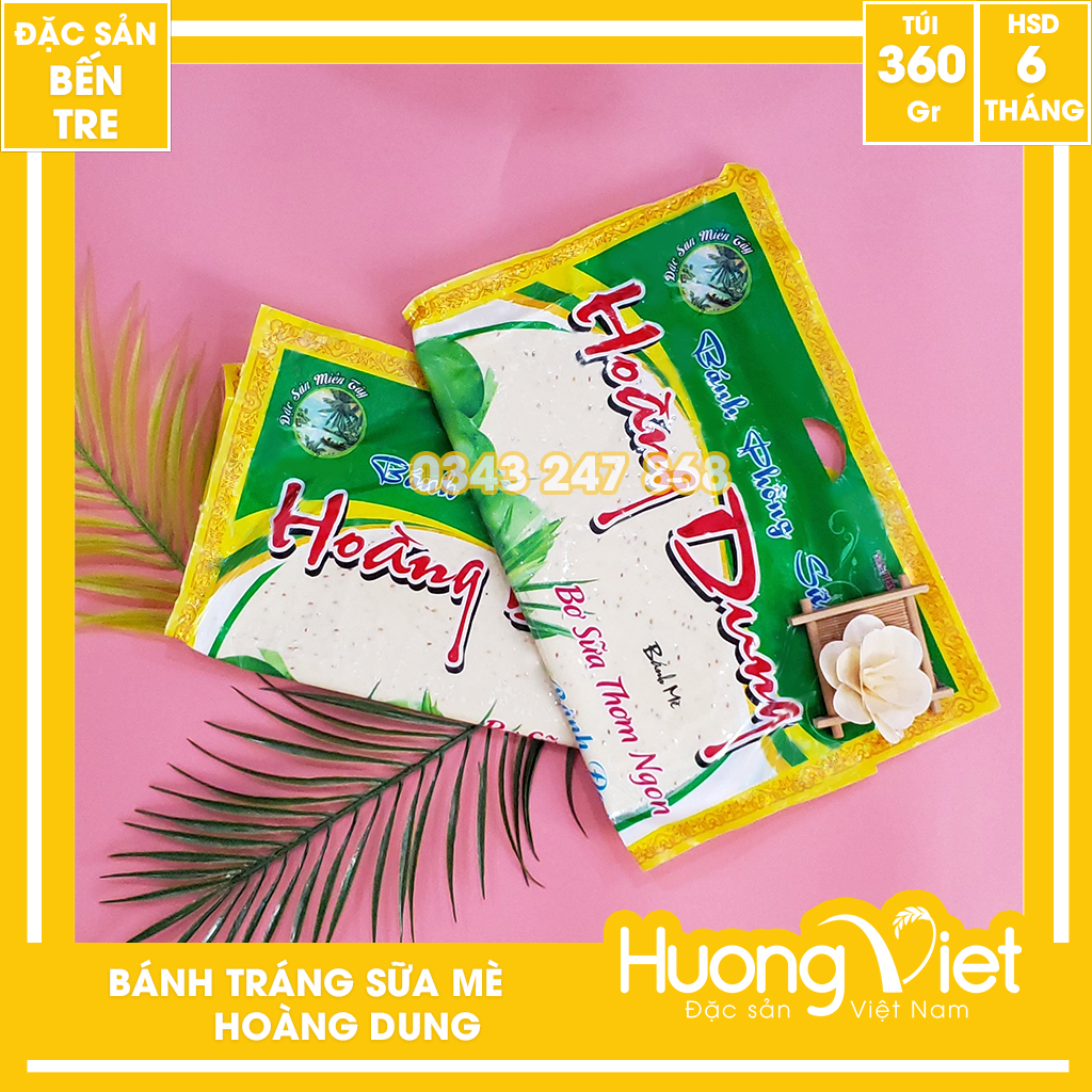 Bánh tráng Sữa Mè ăn liền Hoàng Dung bánh phồng sữa miền tây đặc sản Tiền Giang