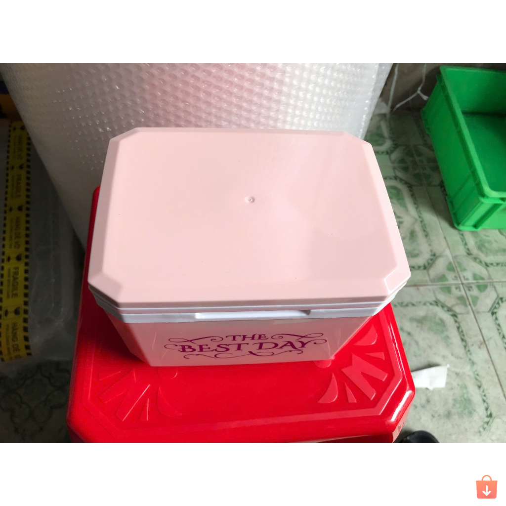 Bình đá vuông mini 1L Tân Lập Thành. Kích thước nhỏ gọn, tay cầm chắc chắn. Giữ lạnh lâu