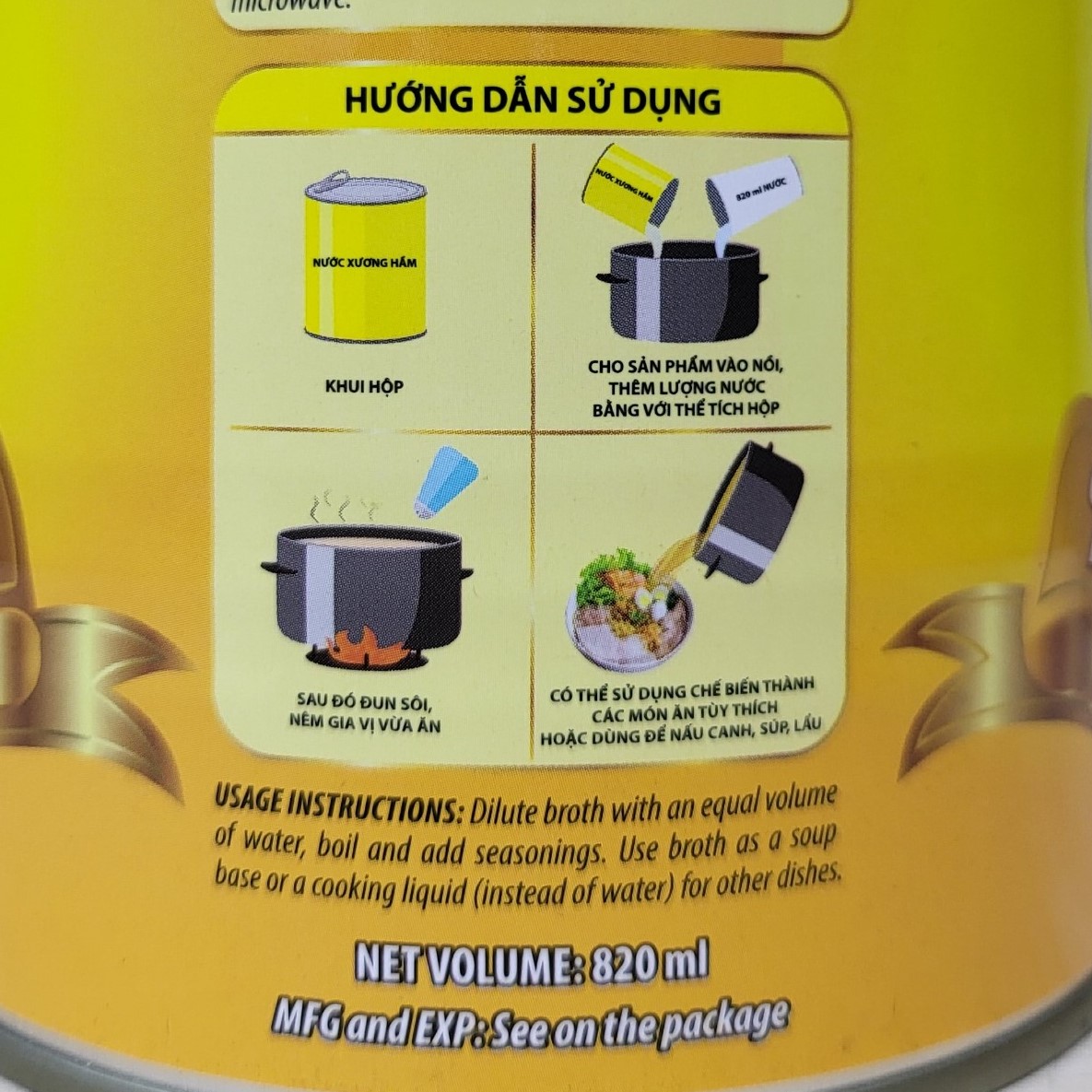 VISSAN (Lon 820ml) NƯỚC XƯƠNG HẦM THỊT HEO Pork Bone Broth