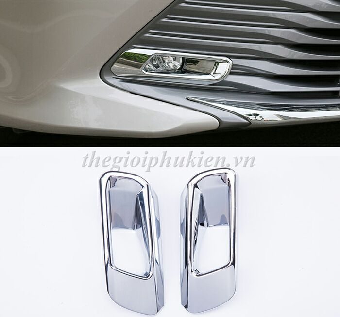 Bộ ốp bảo vệ, trang trí viền đèn gầm trước Toyota Camry 2019 mạ Crom