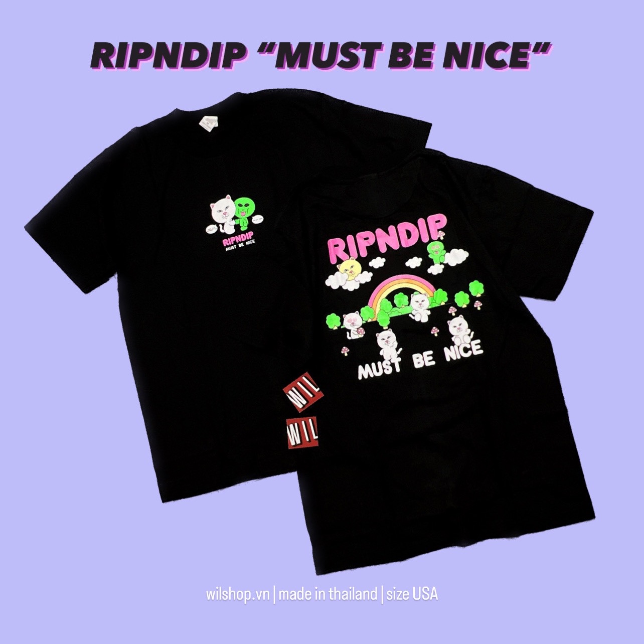 (M, L, XL) ÁO MÈO RIPNDIP - ÁO THUN UNISEX SIZE USA
