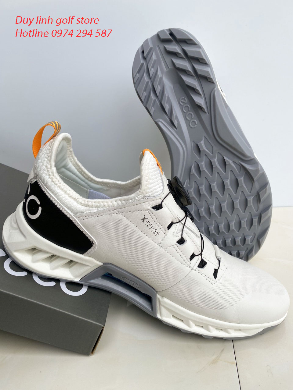 giày golf nam ecco, có nút vặn, chất liệu da pu cao cấp không thấm nước, đi êm chân, men's golf shoes, giày gôn nam