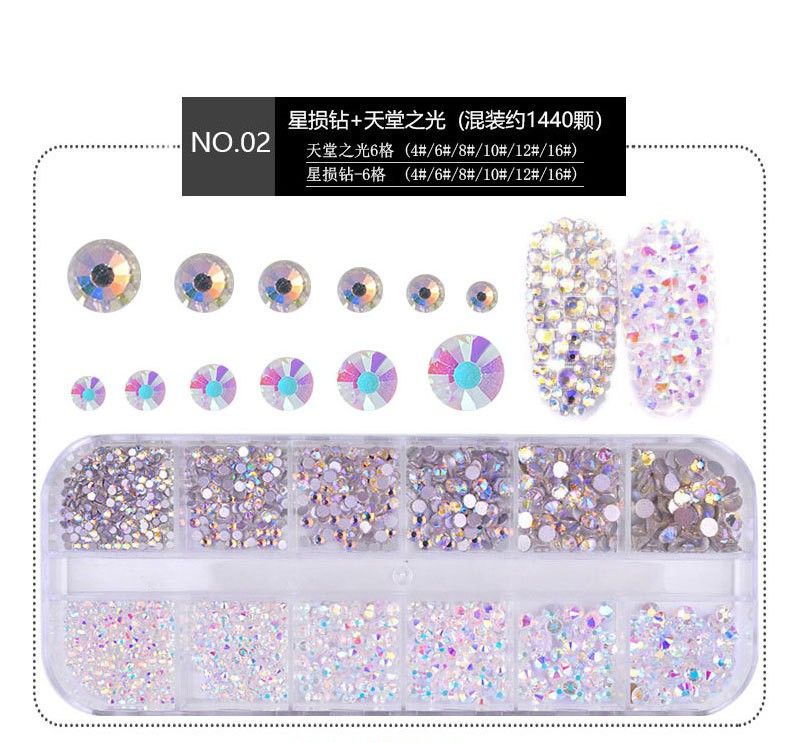 Khay đá đính móng nhiều màu nhiều size -phụ kiện nails