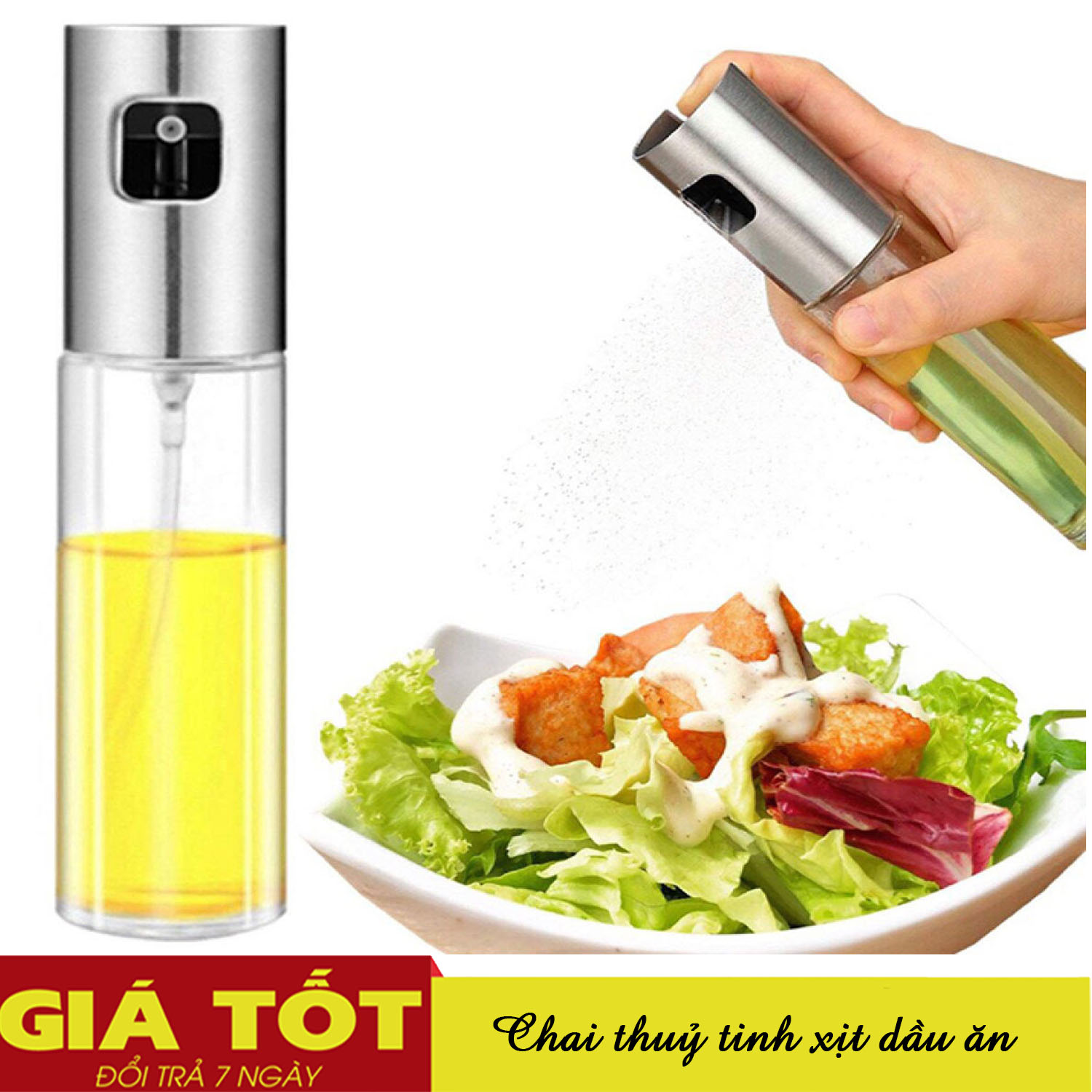Bình đựng dầu thủy tinh, bình xịt dầu ăn 100ml, bình xịt dầu ăn, chất liệu thủy tin an toàn, bình thuỷ tinh xịt dầu ăn dụng cụ nhà bếp , dung tích 100ml