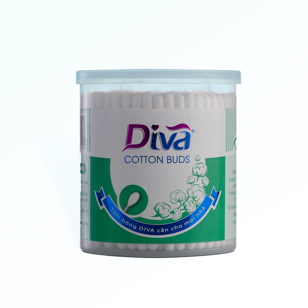 [200 que] Hộp tăm bông DIVA que nhựa