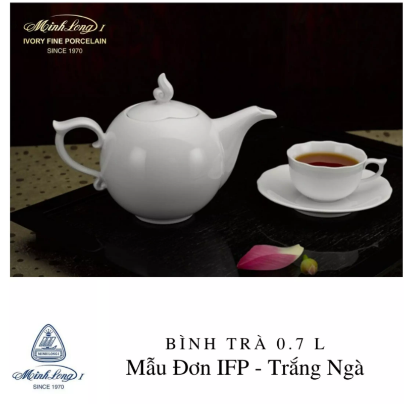 Bình trà 0.7 L - Mẫu Đơn IFP - Trắng Ngà (chỉ bình không tách)