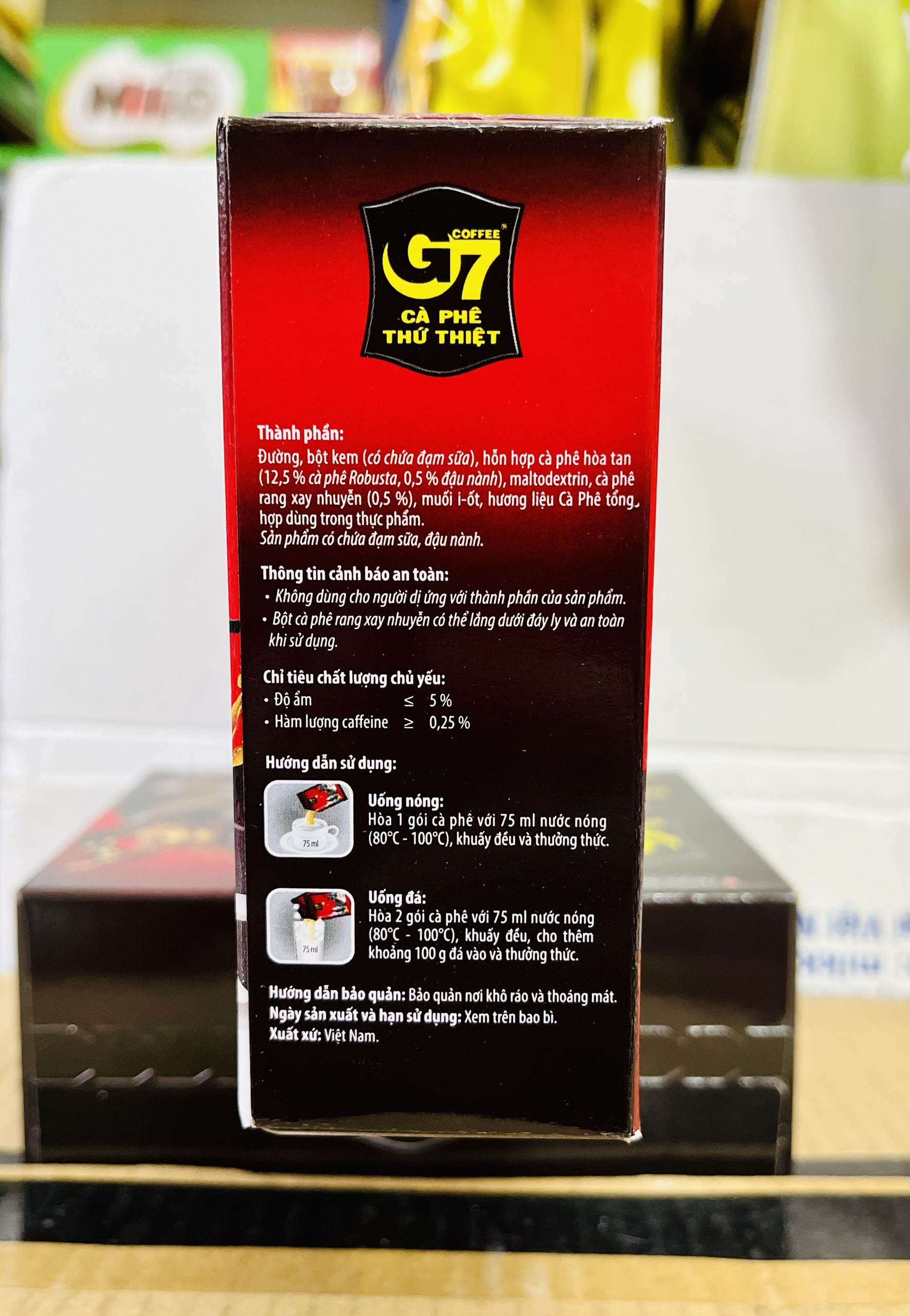 Cà phê đen/Cà phê sữa G7 - Cà phê Trung Nguyên dạng hộp (15 - 21 gói x 16g)