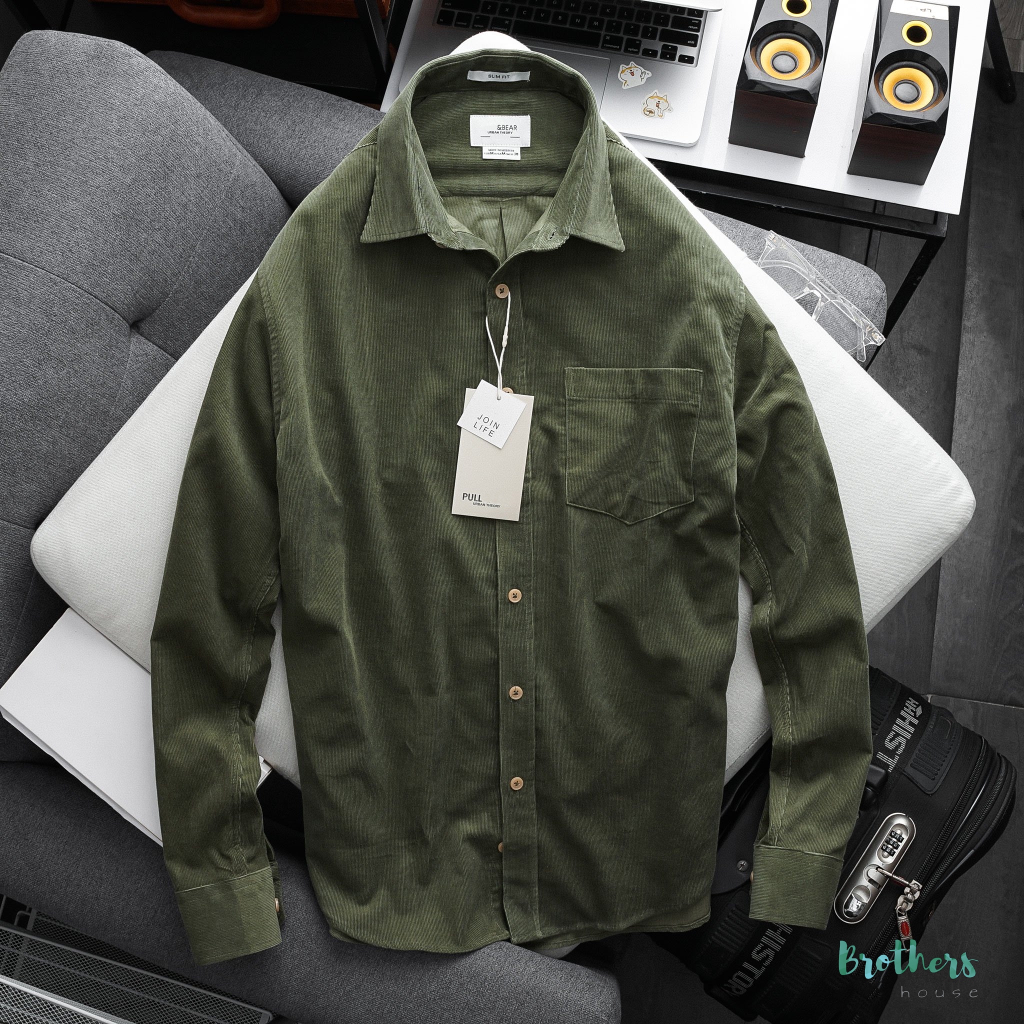 [HCM]Áo sơ mi nhung Pull & Bear chất nhung tăm xịn sò