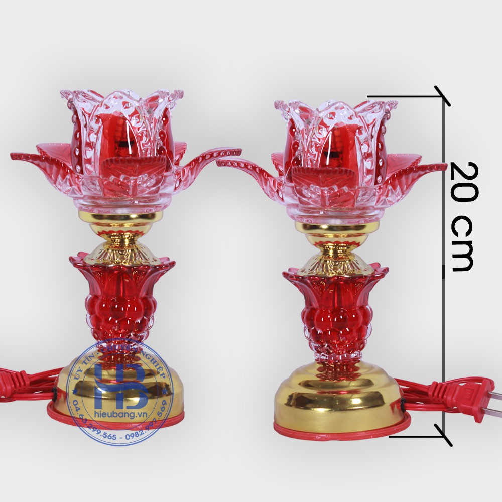 Đôi đèn thờ bóng đèn led 1 bông hoa (Giá 1 cặp)