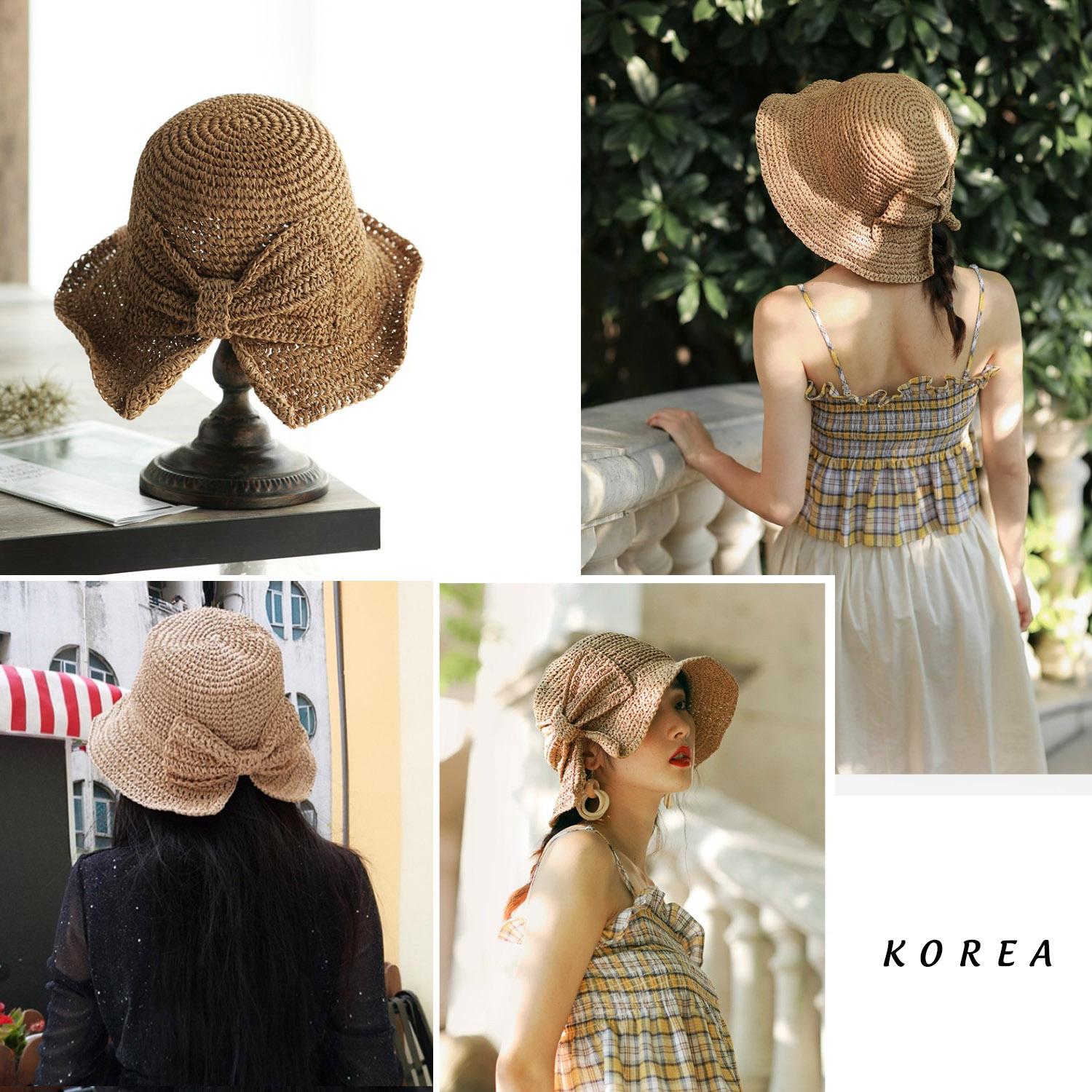 Straw hot hit bow beach hat-100style.net