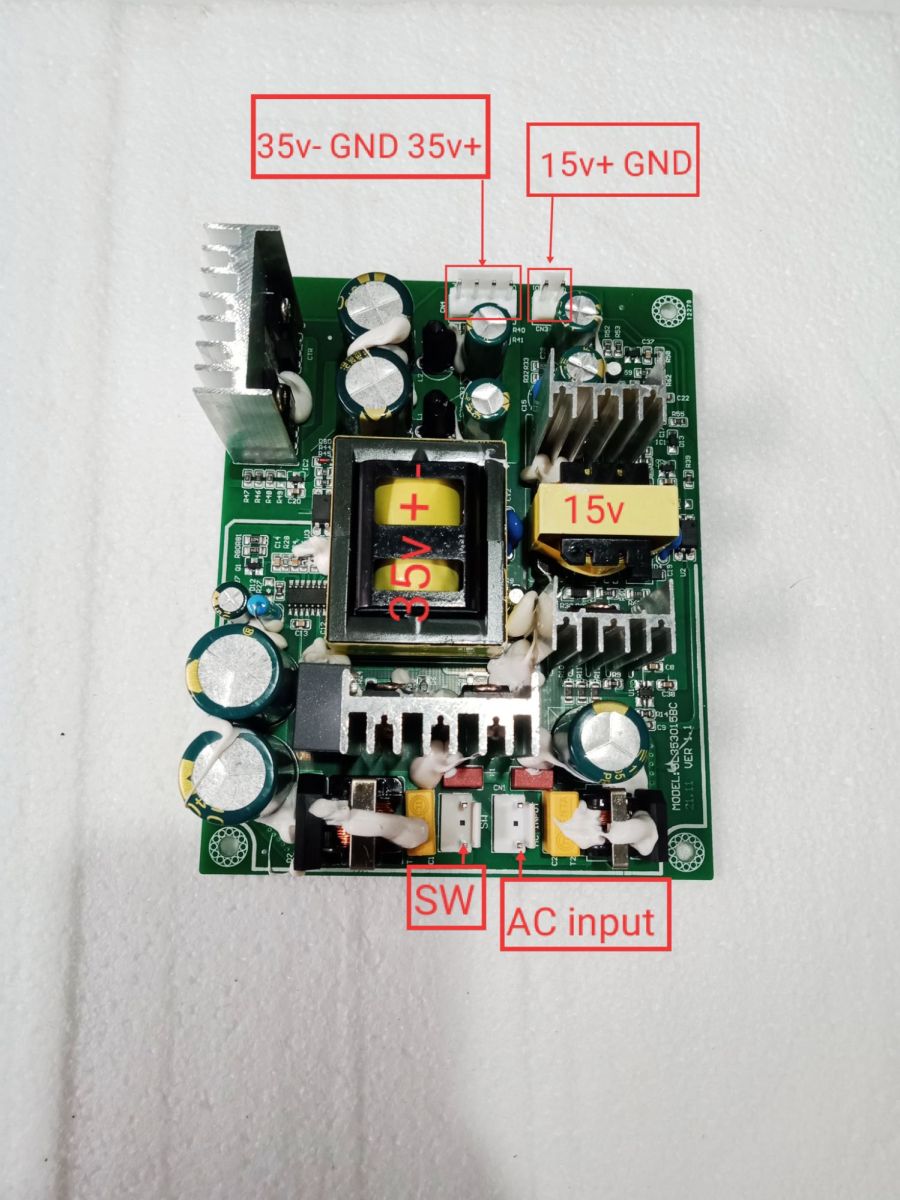 Mạch nguồn xung loa kéo 35v đôi - 15v sạc