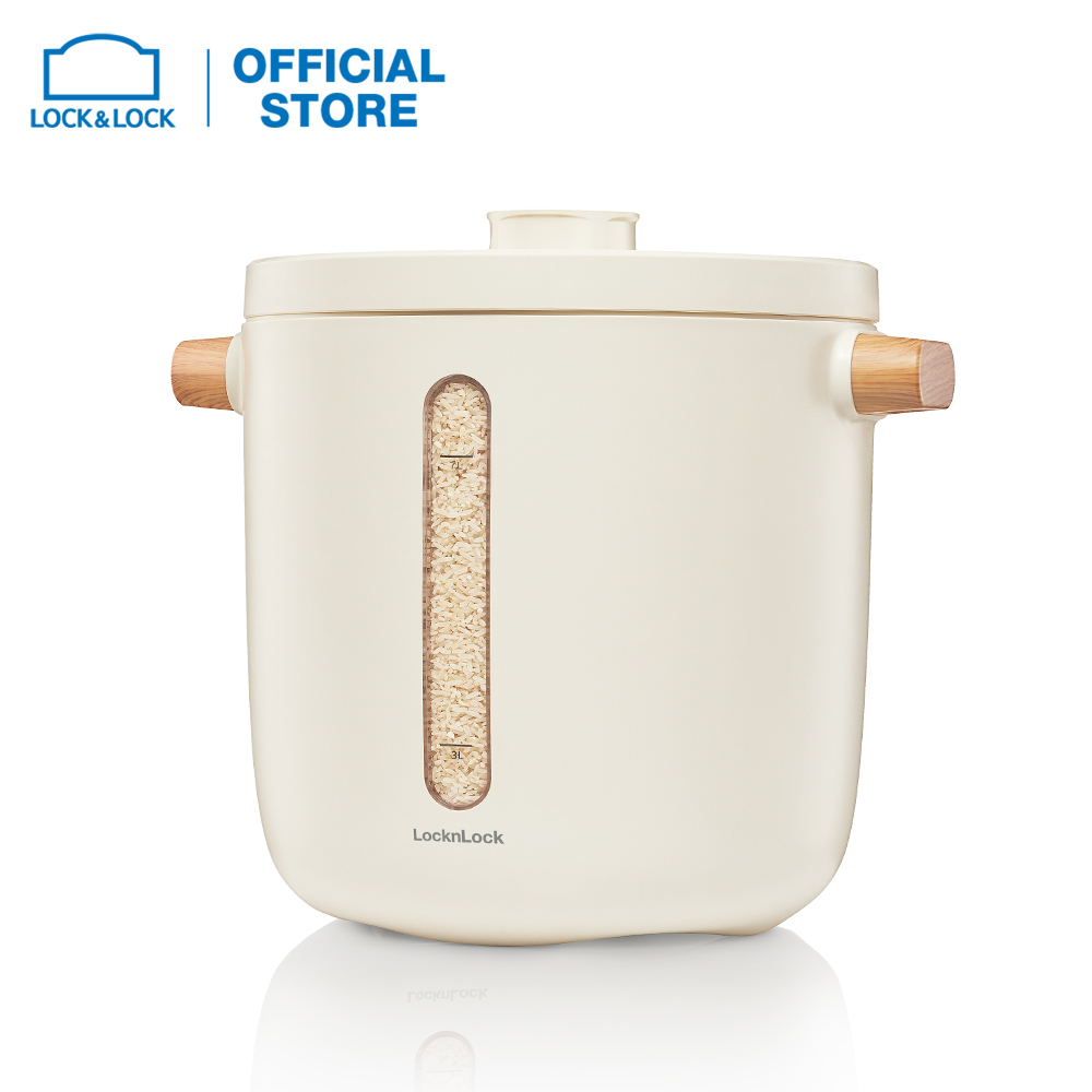 [Duy nhất 23.8 - Mua ngay] Thùng đựng gạo chân không Lock&Lock EJR973WHT 7L - Bảo quản chân không, Sạc nam châm tiện dụng - Hàng chính hãng