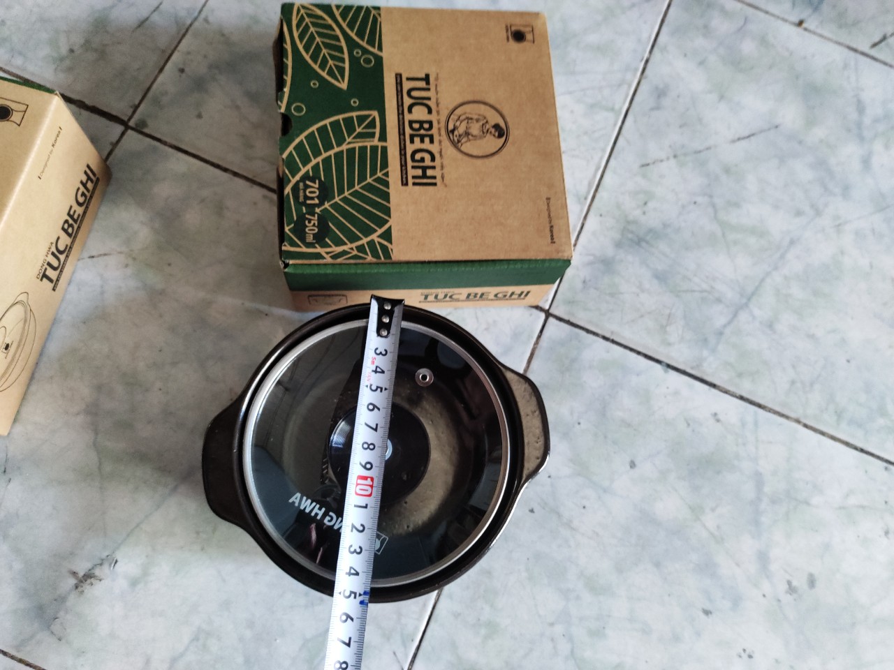 Nồi sứ kho khô quẹt cao cấp Tucbeghi nắp kính DONGHWA loại 750 ml hàng chính hãng