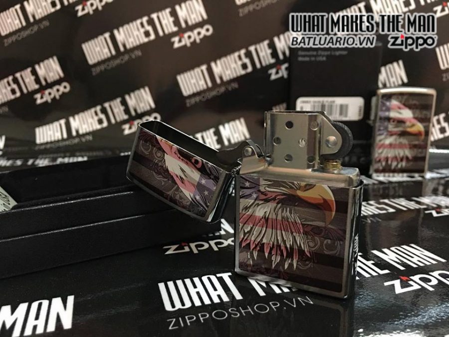 Zippo 28652 - Zippo Eagle Flag Brushed Chrome