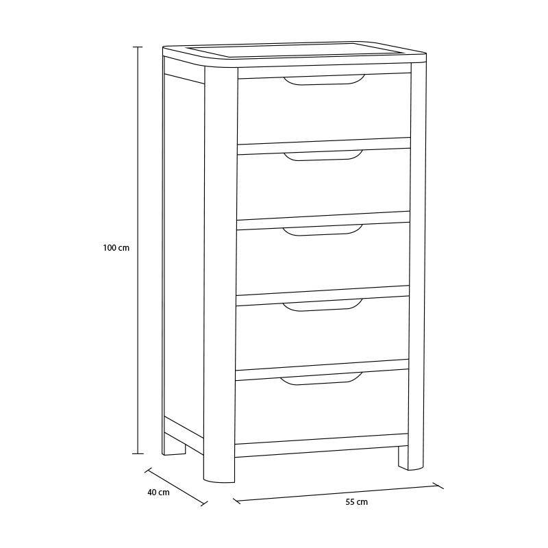 Tủ ngăn kéo Romsey 5 hộc gỗ sồi