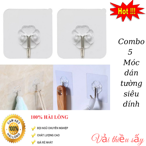 Combo 5 Móc dán tường siêu dính trong suốt