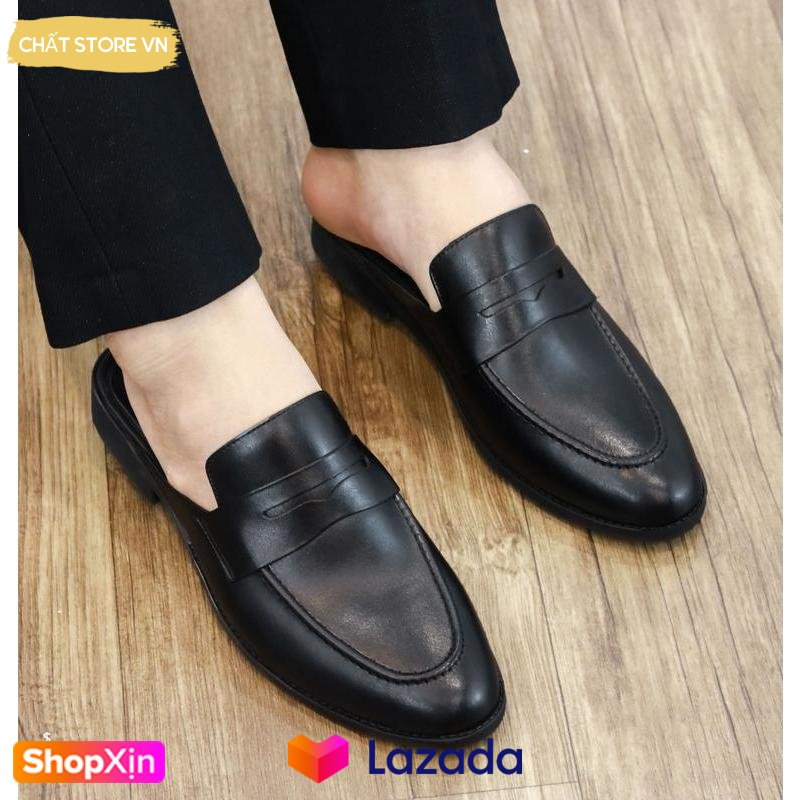 Sục nam da pu-sục nam màu đen mã s008 - giày nam cao cấp