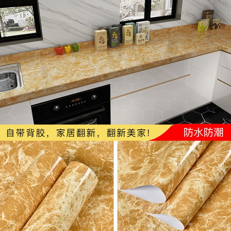 Giấy dán tường chống dầu nhà bếp giấy dán tường chống thấm nước tự dính chống ẩm mặt bàn bếp giấy dán đá cẩm thạch