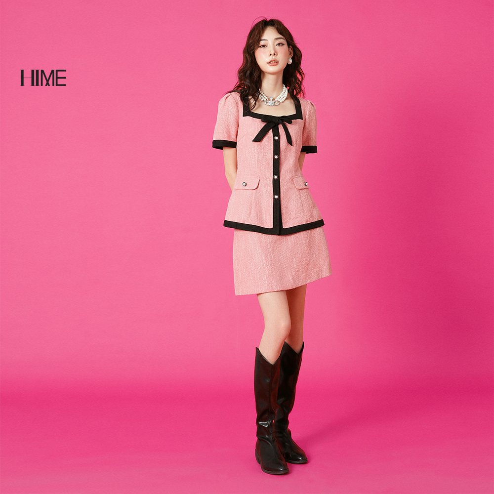 Áo dạ tweed phối khuy ngọc HIME H034