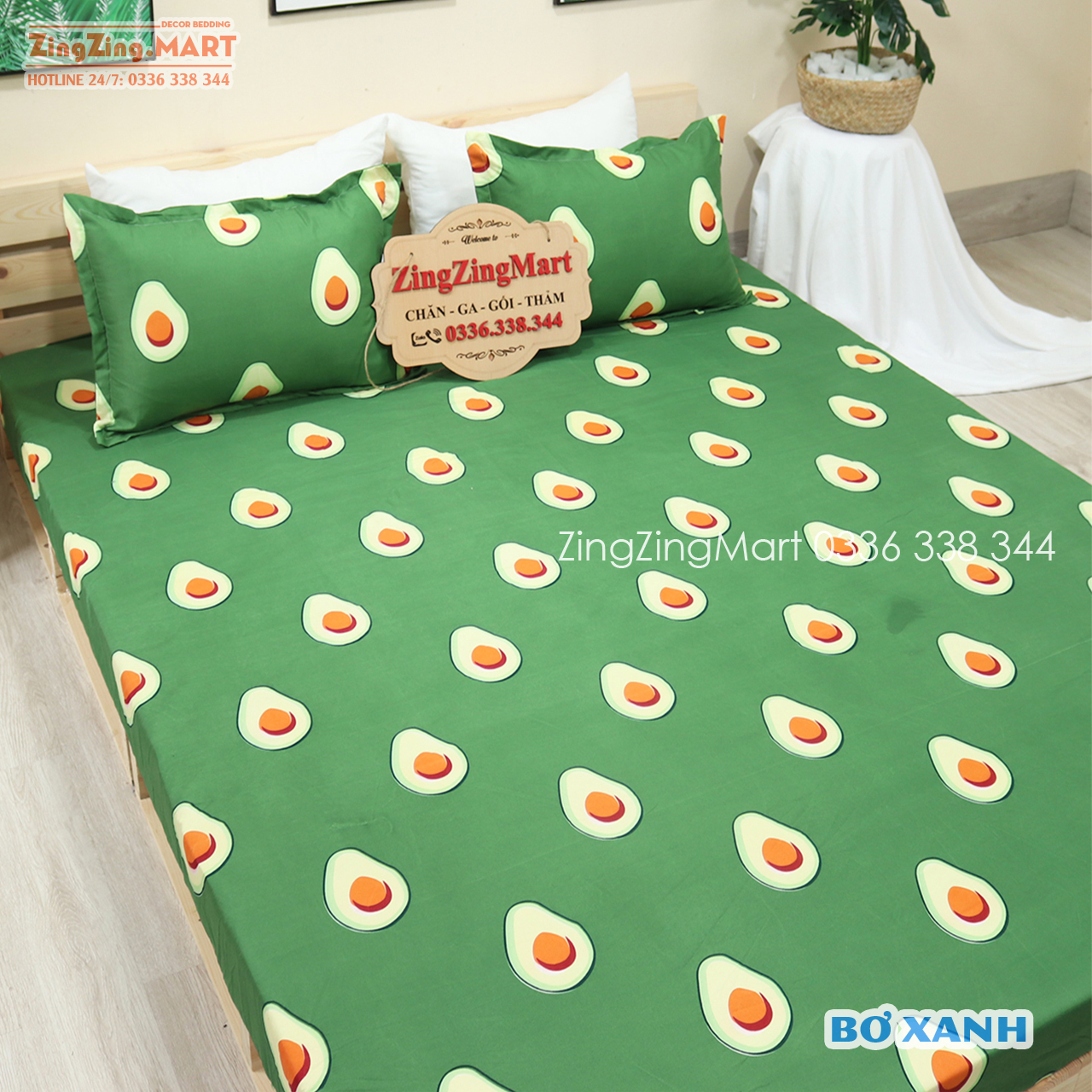 Set Ga Gối,Bộ Drap giường Poly Cotton Mẫu Đào Cam (Được chọn mẫu)