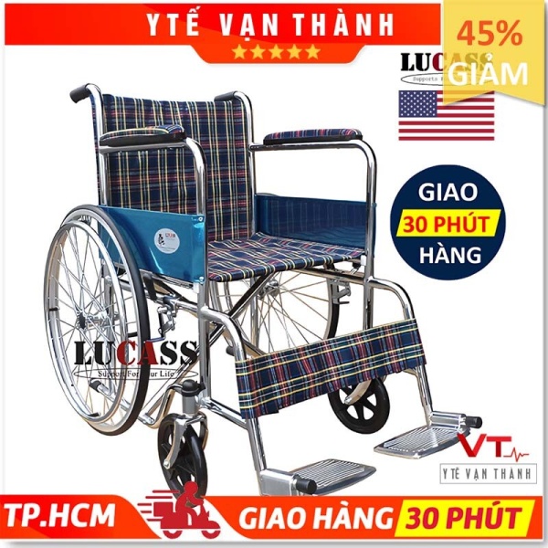 ✅ [CAO CẤP - LUCASS] Xe Lăn Ngồi Lucass X97 (Vải Caro) (Bảo Hành 6 Tháng Khung Sườn) - VT0139 [ Y Tế Vạn Thành ]