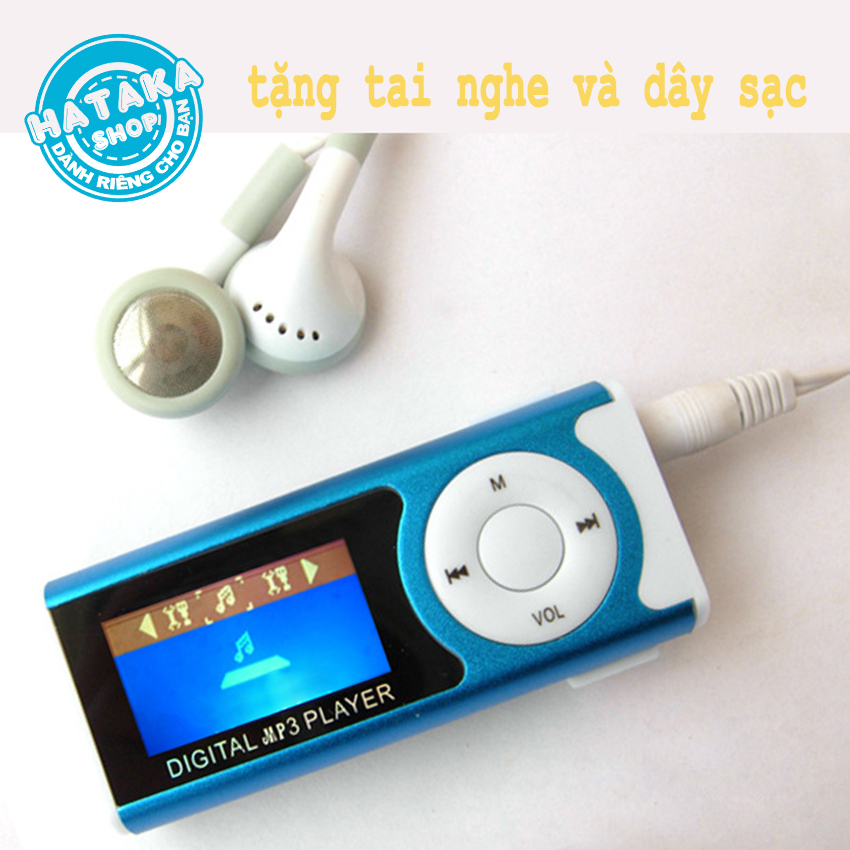 (FREE SHIP - FREE QUÀ TẶNG) Máy Nghe Nhạc Mp3 Lcd Có Loa-Kẹp Gắn Quần Áo-Tặng Tai Nghe Và Dây Sạc - Bảo Hành 1 Tháng