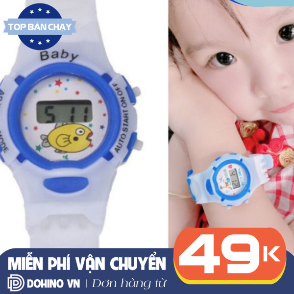 Đồng hồ trẻ em C138.DOHINO, họa tiết hình thú dễ thương, dây nhựa mềm êm tay, chống nước nhẹ
