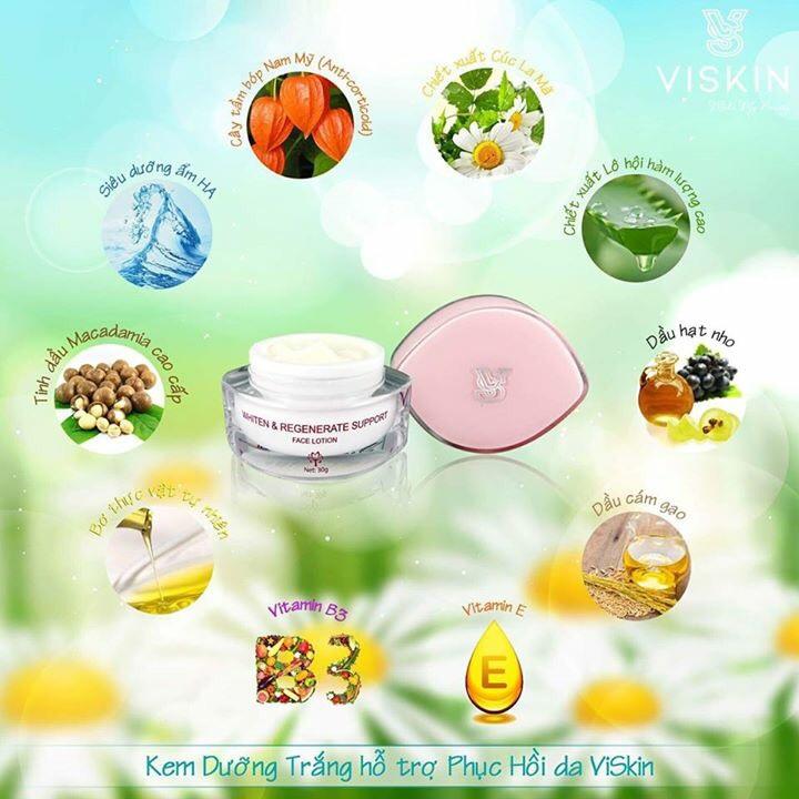 KEM DƯỠNG TRẮNG HỖ TRỢ PHỤC HỒI DA VISKIN