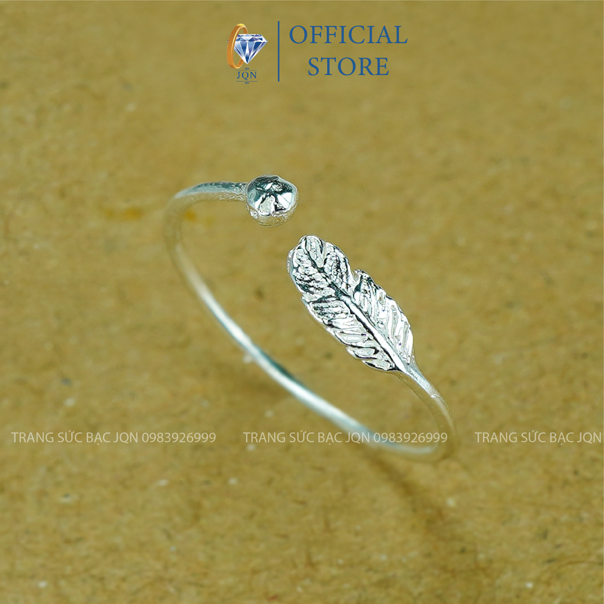 Nhẫn lông vũ bạc ta xinh xắn Nhẫn Nữ Hở JQN