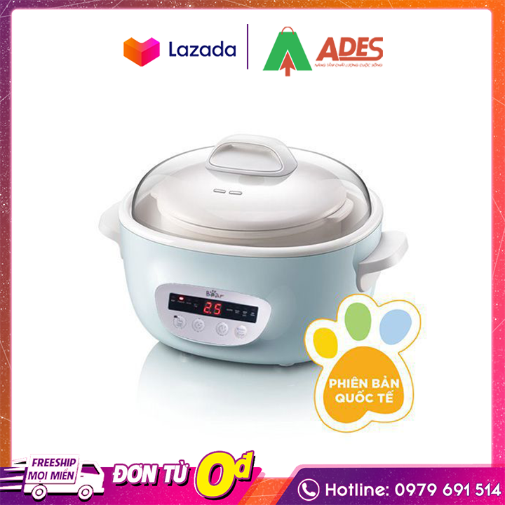 Nồi nấu chậm 2.5l bear sube003 - hàng quốc tế - bảo hành chính hãng 12 tháng
