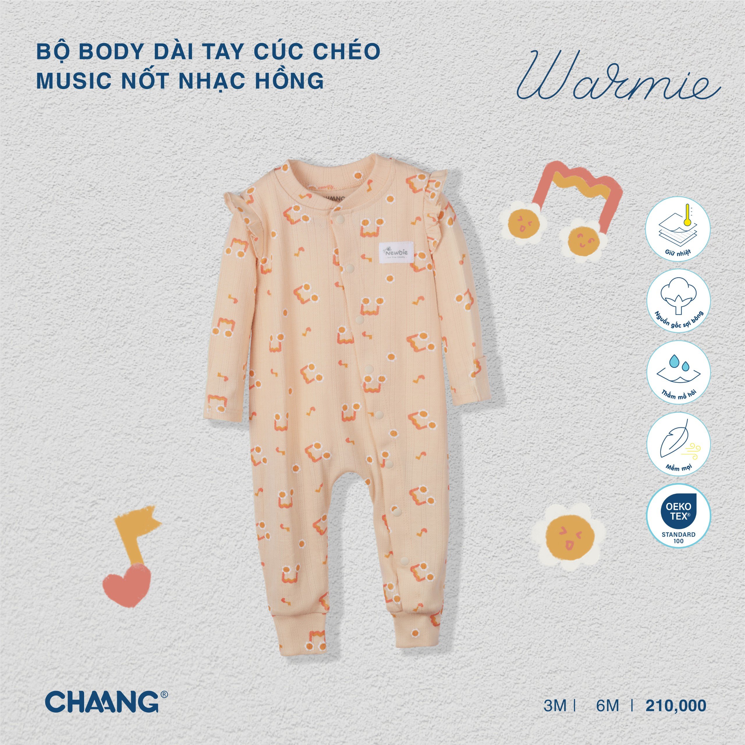 Body cúc chéo sơ sinh họa tiết music Chaang