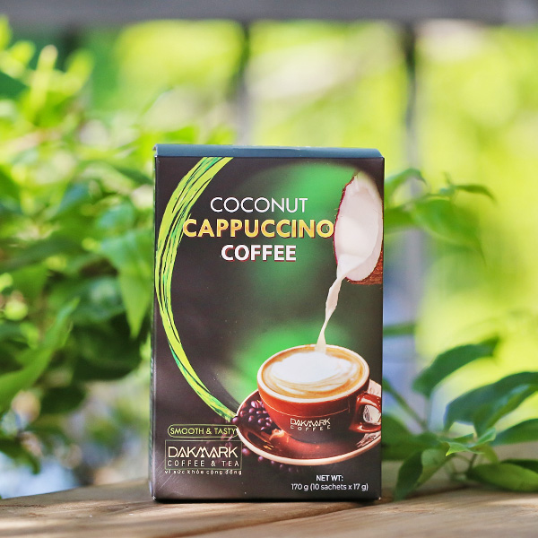 Cà phê Cappuccino Dừa hòa tan DakMark - (10gói x 17g)