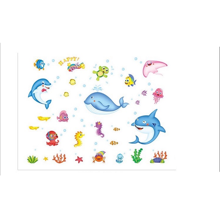 [HCM]Decal dán tường sinh vật biển cá heo